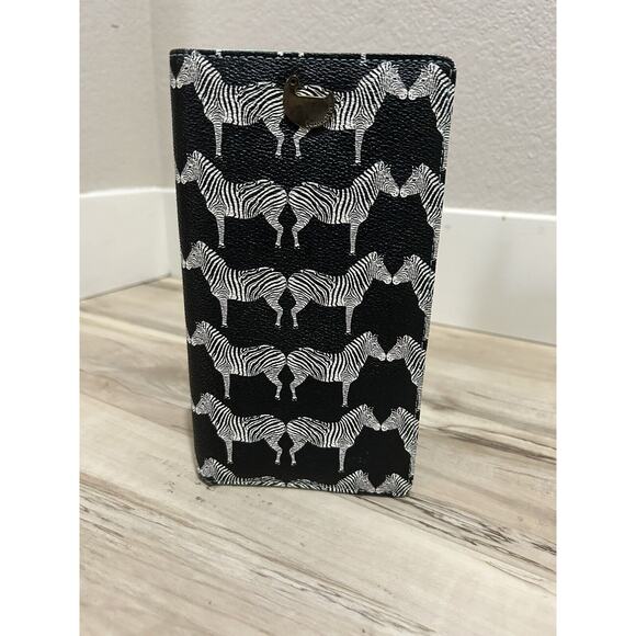 Sheng Tong Zebra Wallet Black/White/Aqua 4.5x8x1 - Picture 1 of 6